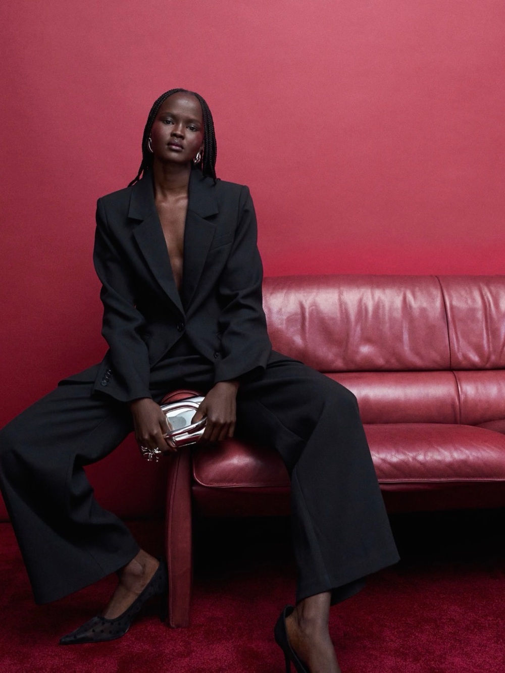Women's Black Wide-Leg Suit Pants by